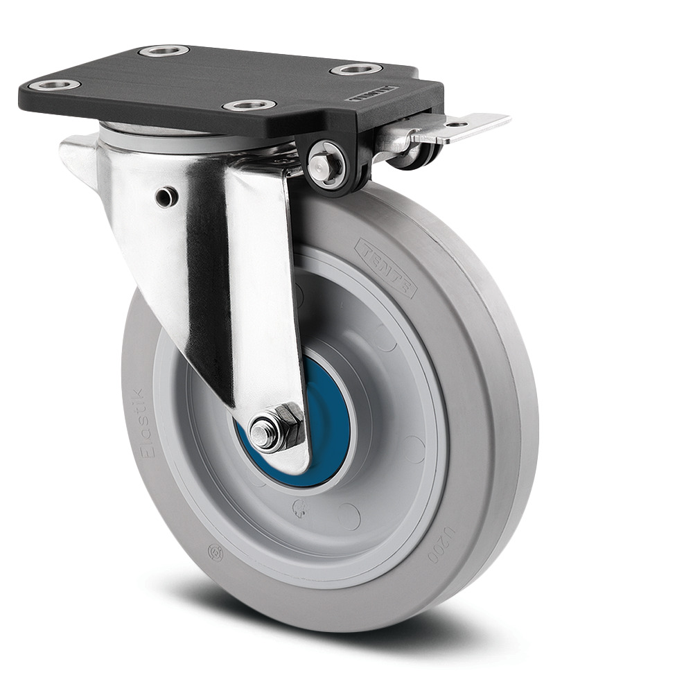 Swivel castor with central , total lock 6.3 in