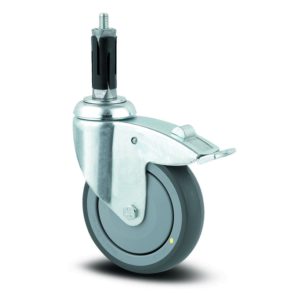 Swivel castor with total lock 125 mm