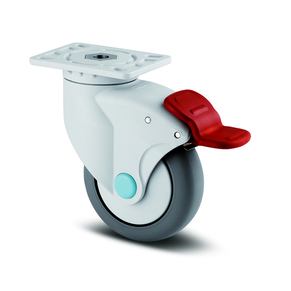 Swivel castor with total lock 100 mm