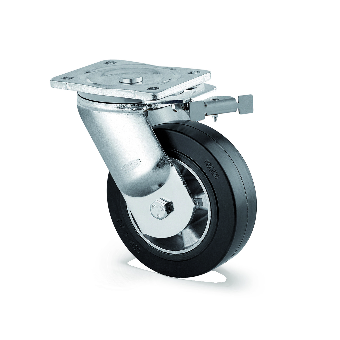 Roulette pivotante à blocage directionnel 125 mm