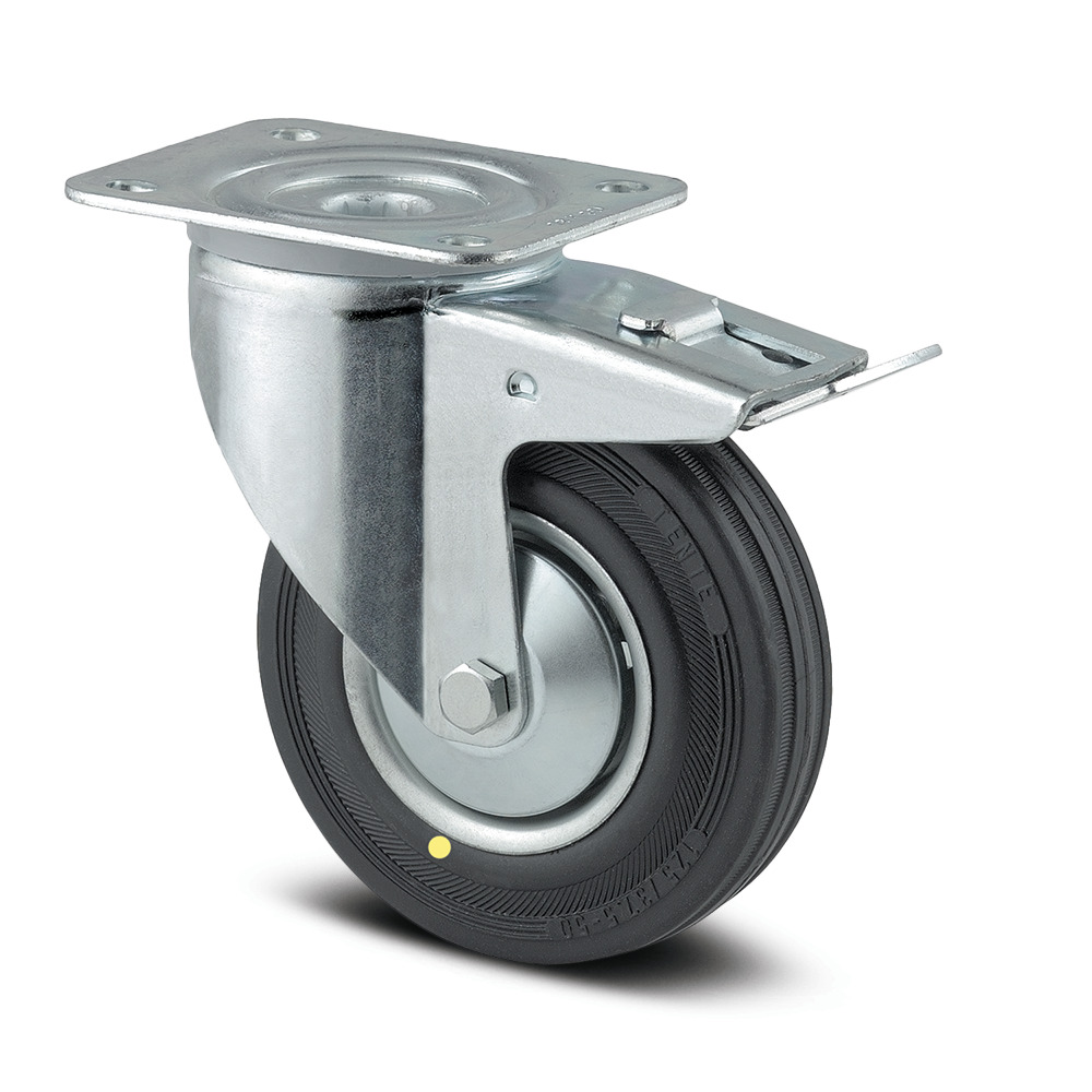 Swivel castor with total lock 125 mm