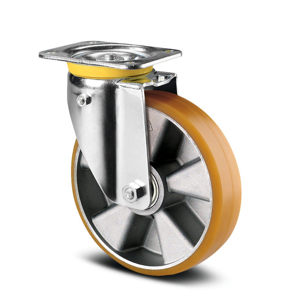 Swivel castor with spring loaded directional lock 200 mm