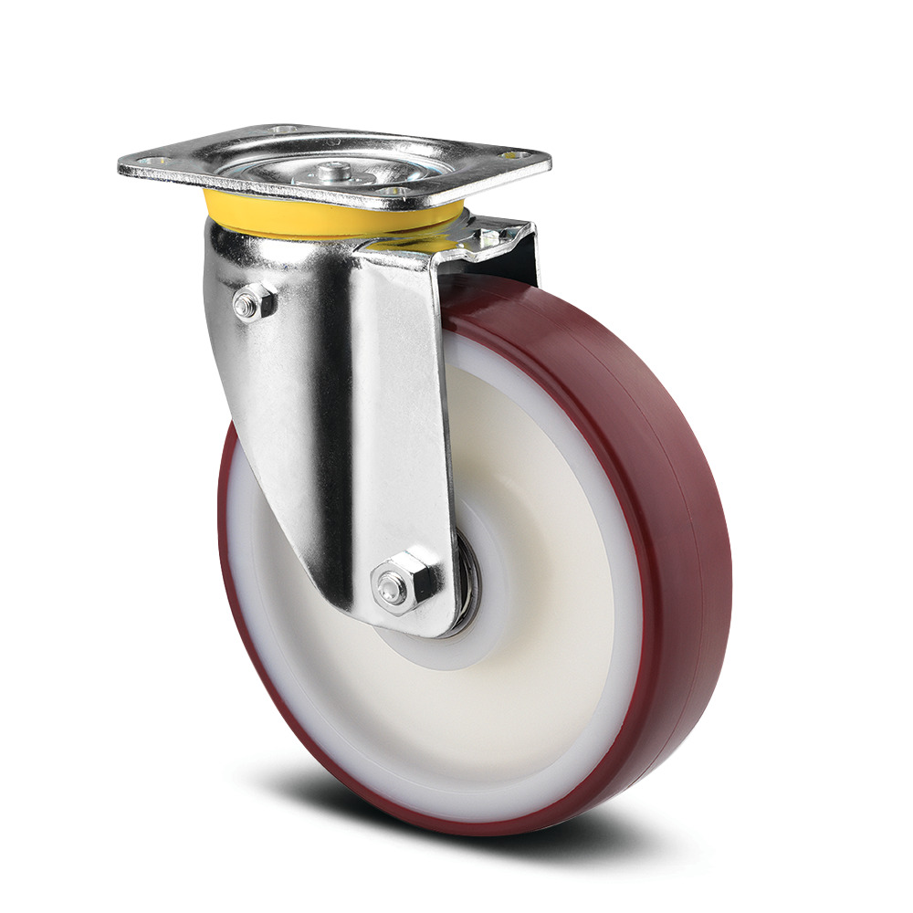 Swivel castor with spring loaded directional lock 200 mm