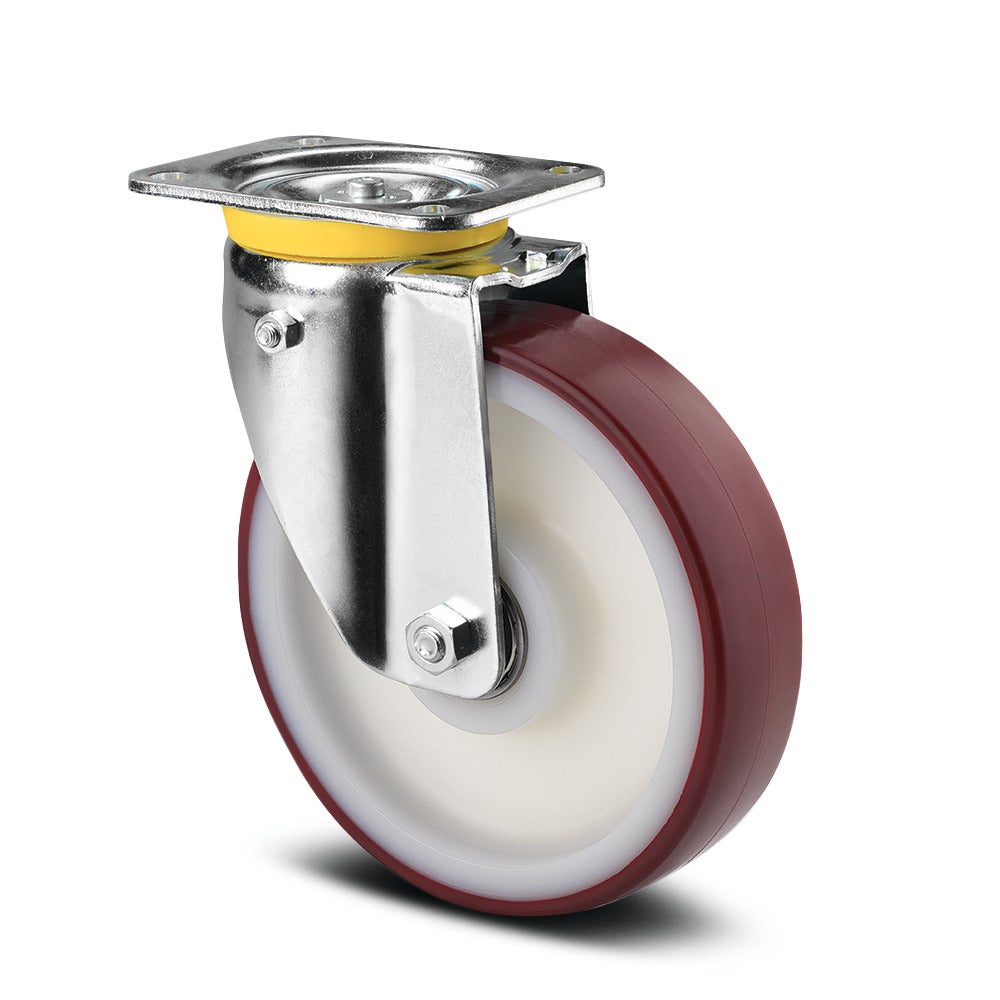 Swivel castor with spring loaded directional lock 200 mm