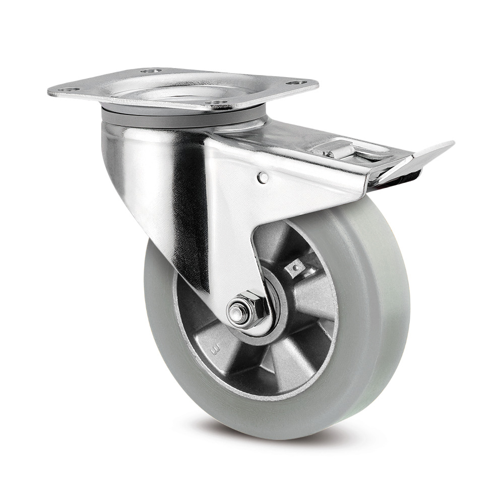 Swivel castor with total lock 125 mm