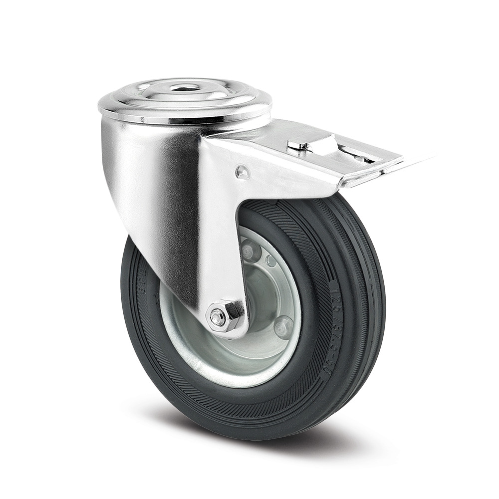 Swivel castor with total lock 125 mm