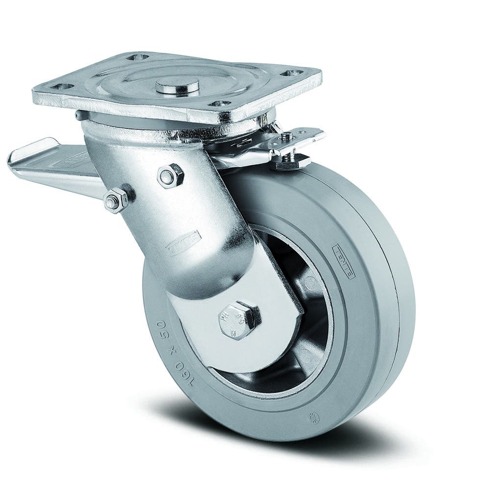 带全锁的旋转脚轮，脚轮头端 160 mm