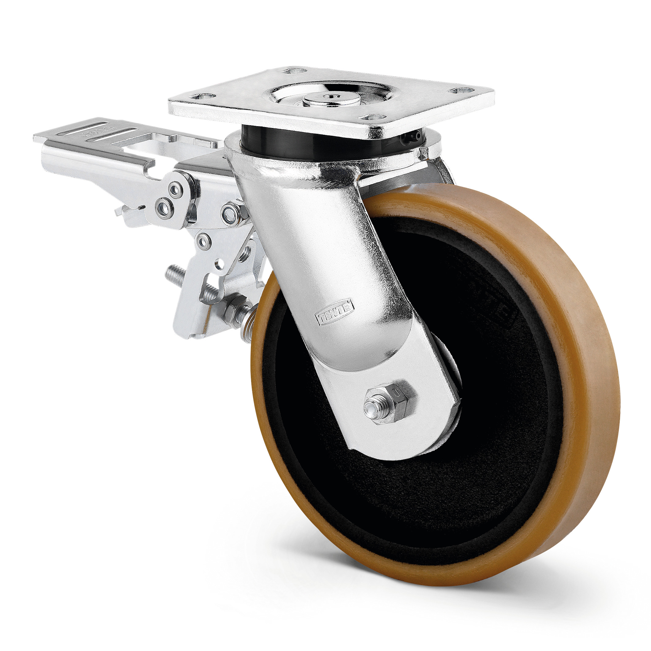 Swivel castor with total lock, head end of castor 9.84 in