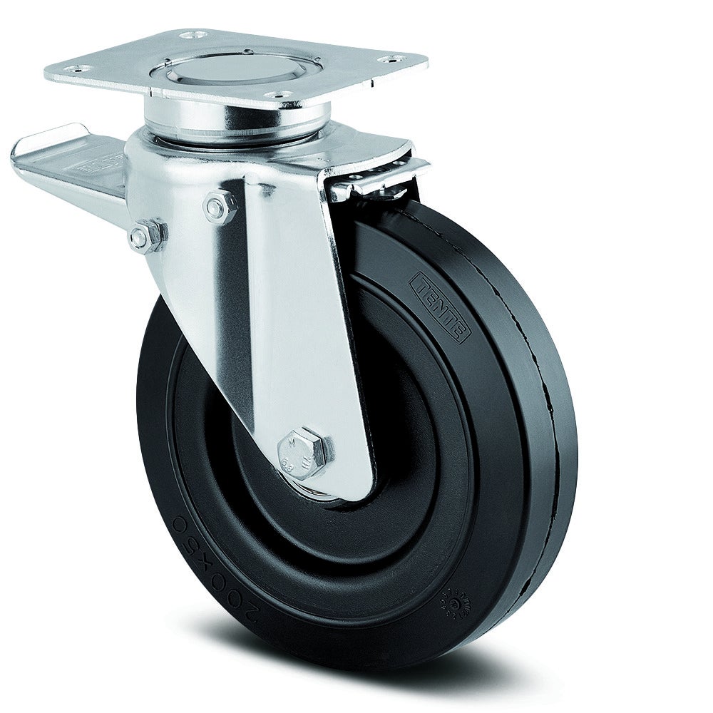 带全锁的旋转脚轮，脚轮头端 160 mm