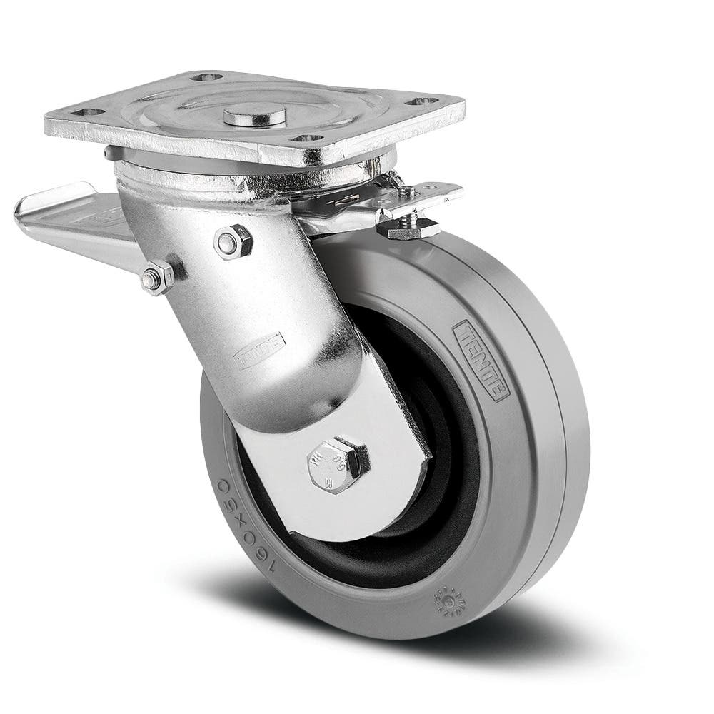 Swivel castor with total lock, head end of castor 160 mm