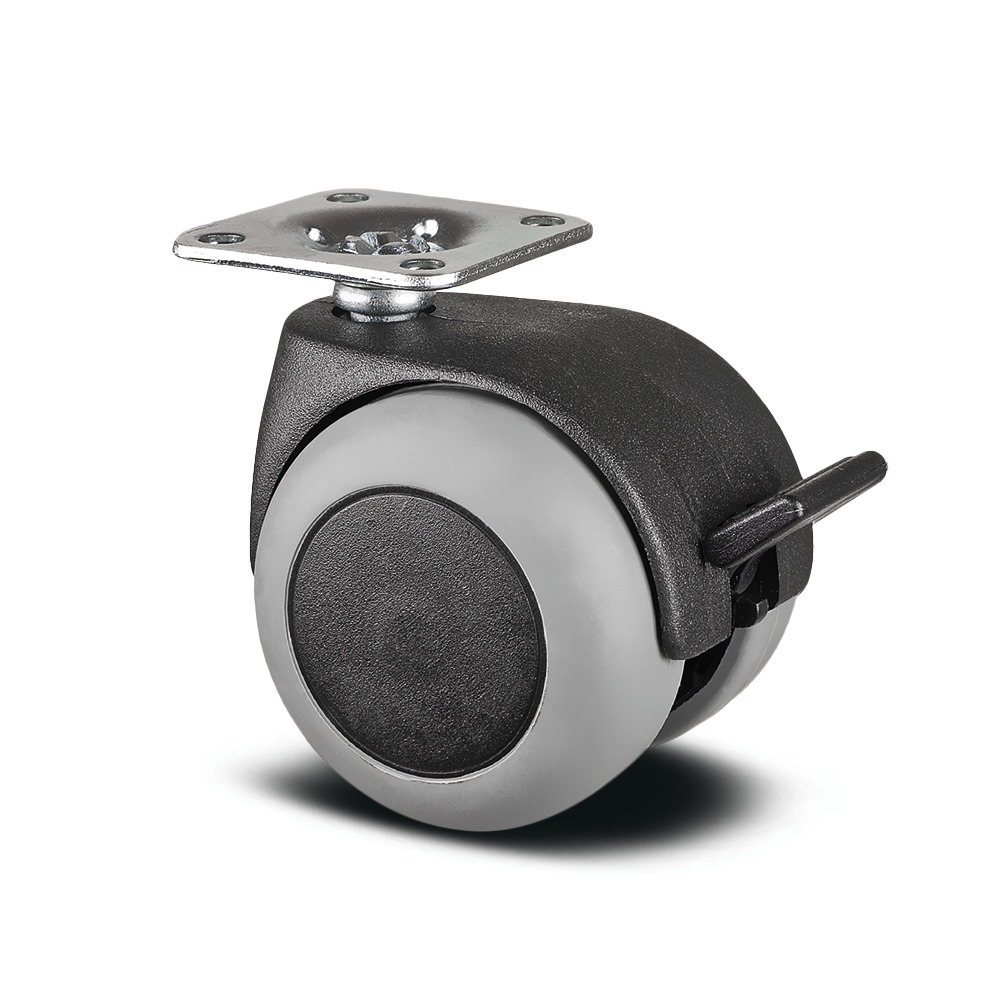 Swivel castor with wheel brake 1.97 in