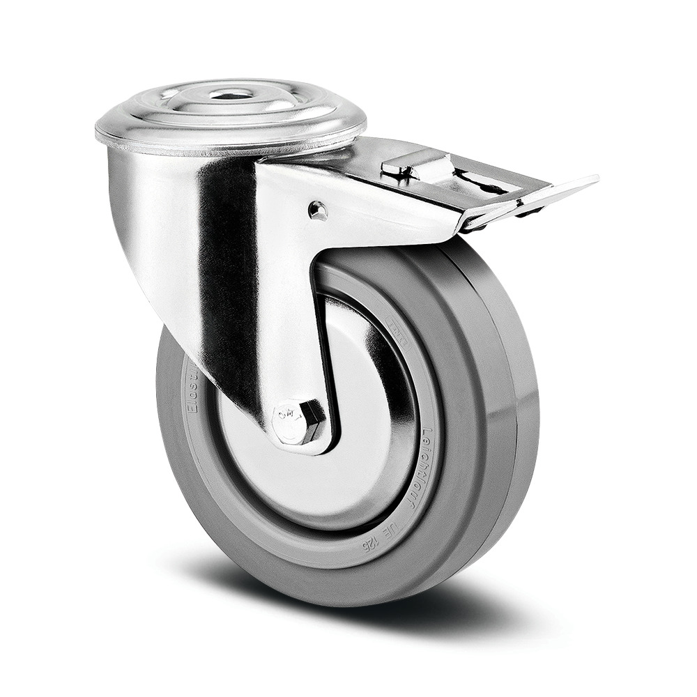 Swivel castor with total lock 125 mm