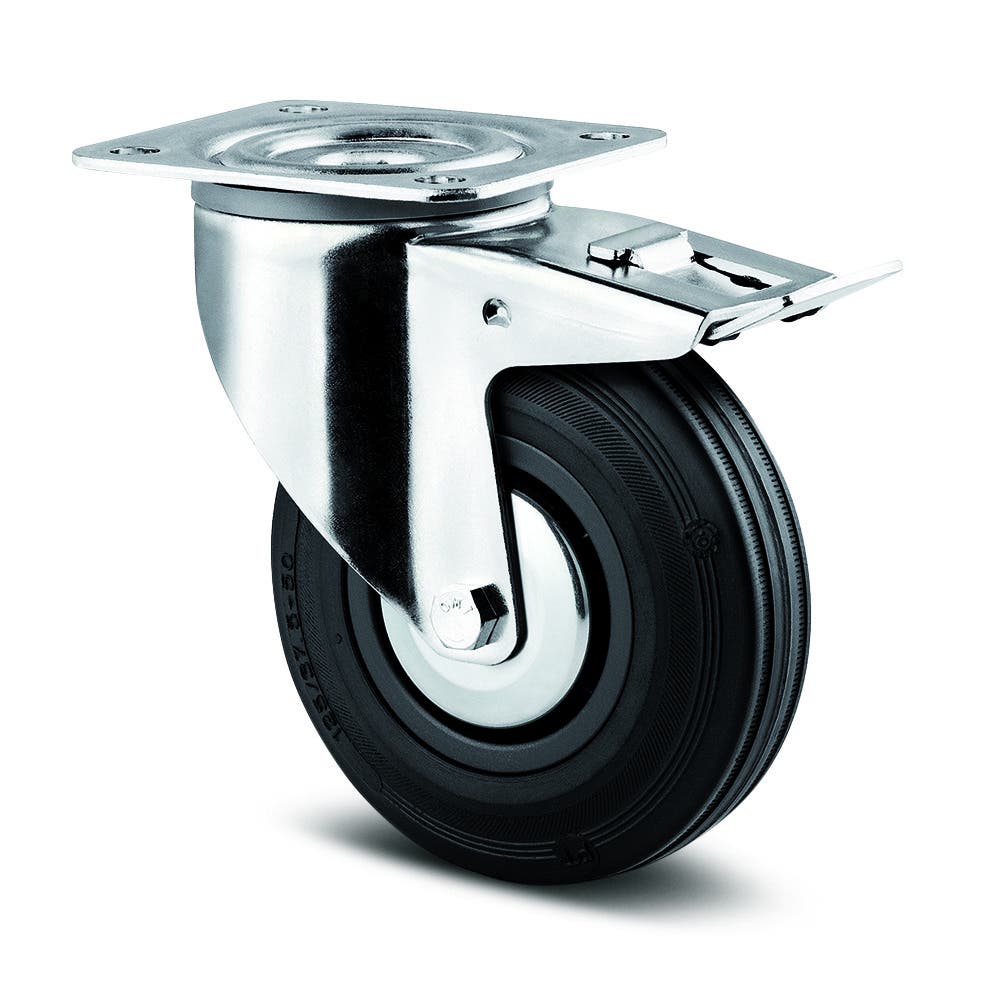 Swivel castor with total lock 200 mm