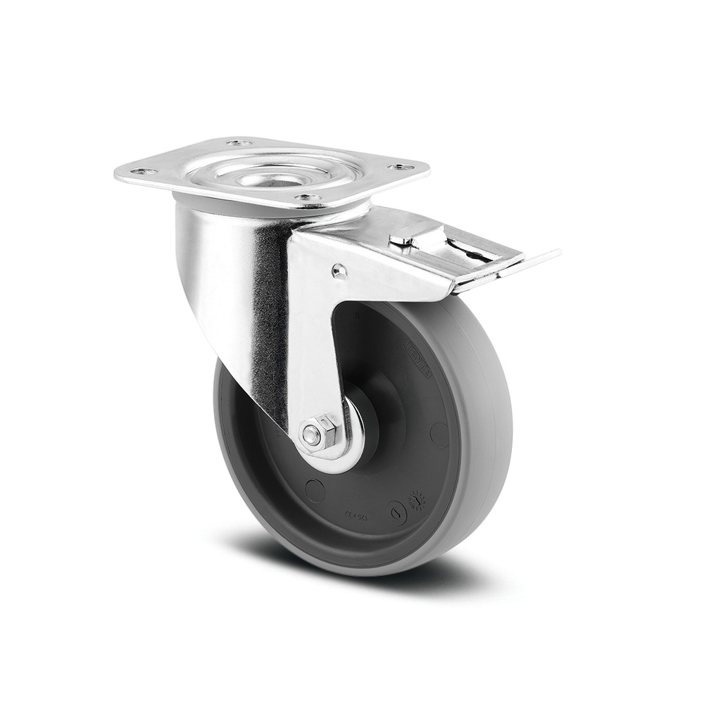 Swivel castor with total lock 125 mm