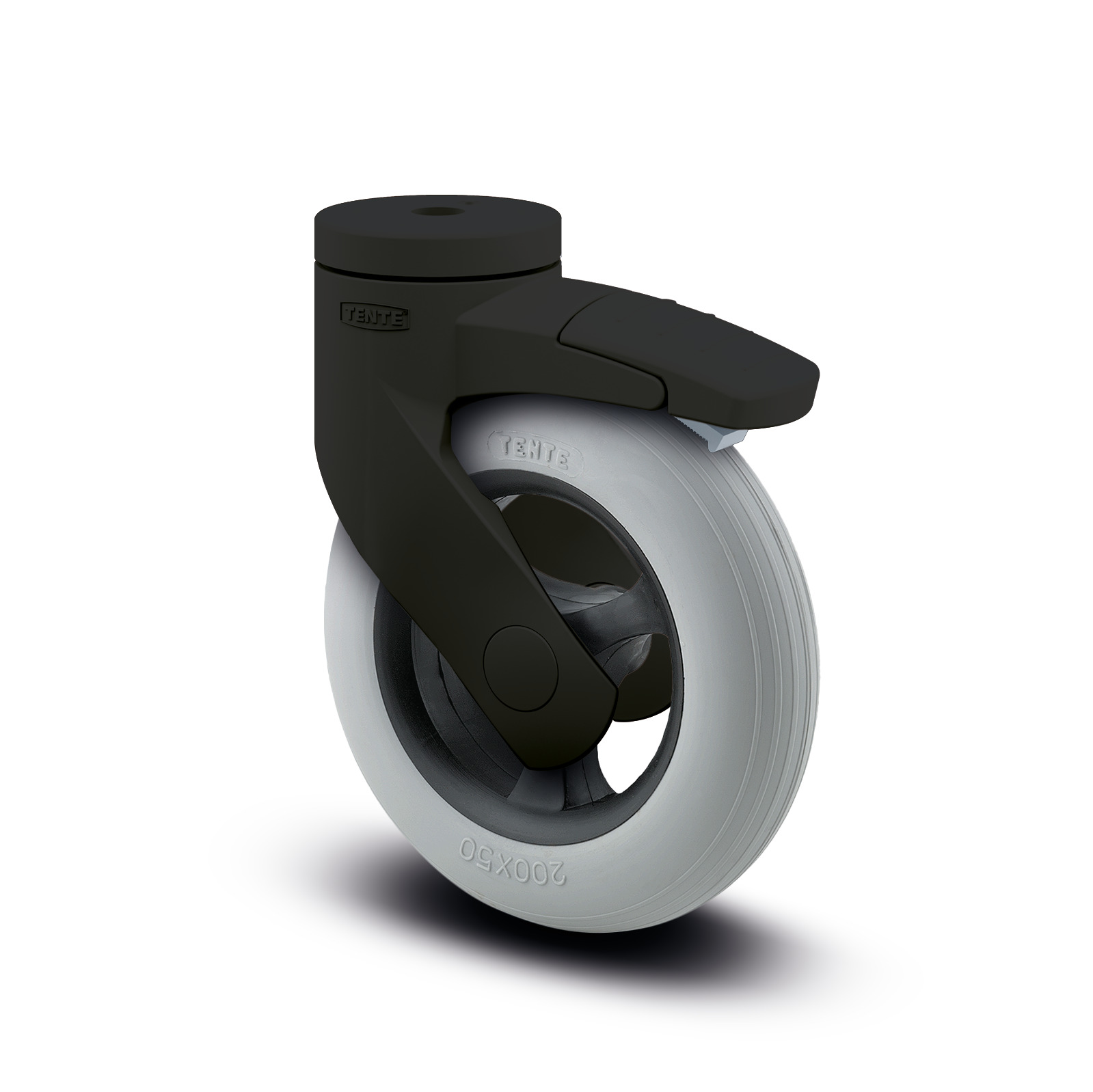 Roulette pivotante à blocage total 125 mm