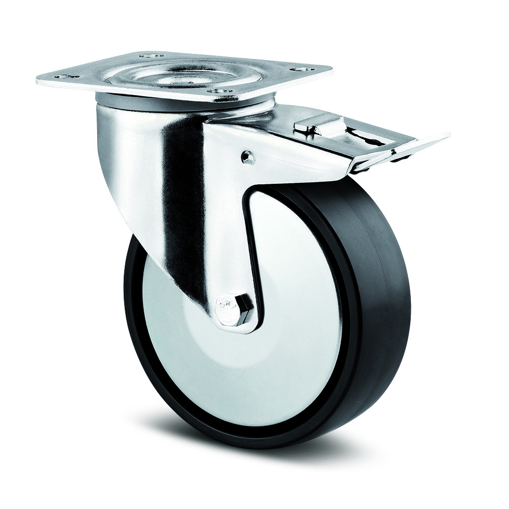 Swivel castor with total lock 125 mm