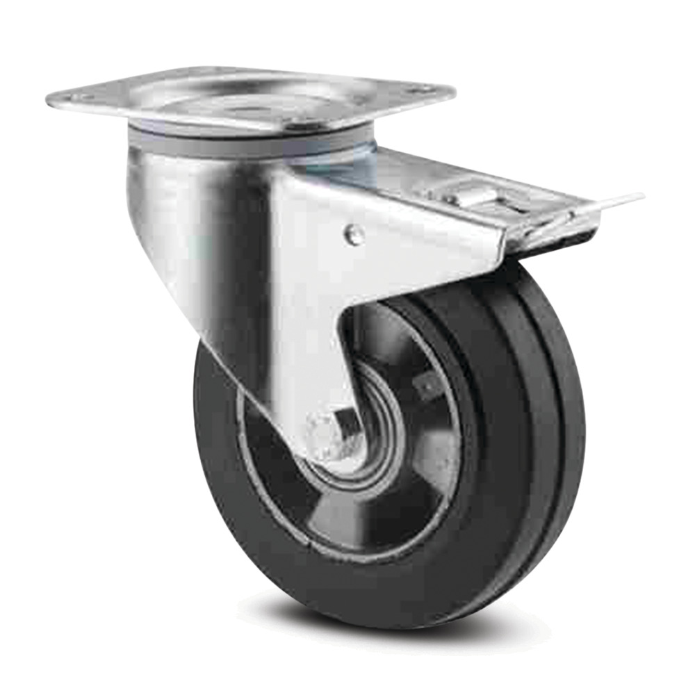 Swivel castor with total lock 125 mm