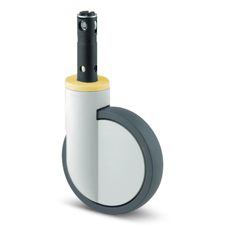 Swivel castor with central , total lock 5.91 in