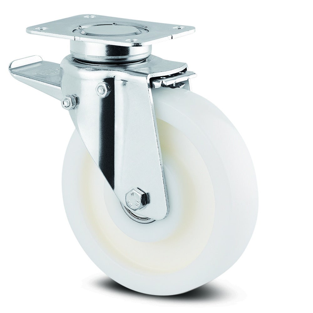 带全锁的旋转脚轮，脚轮头端 125 mm