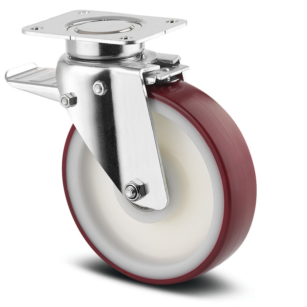 Swivel castor with total lock, head end of castor 7.87 in