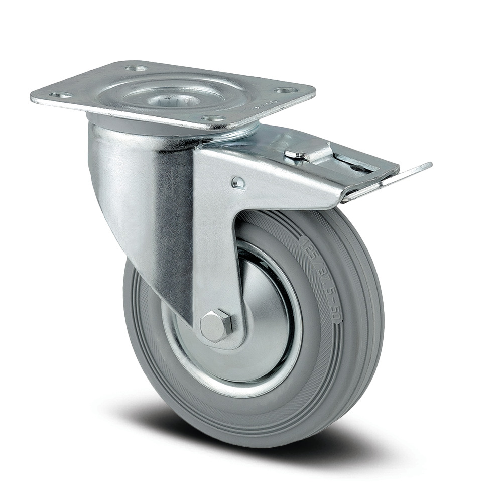 Swivel castor with total lock 125 mm