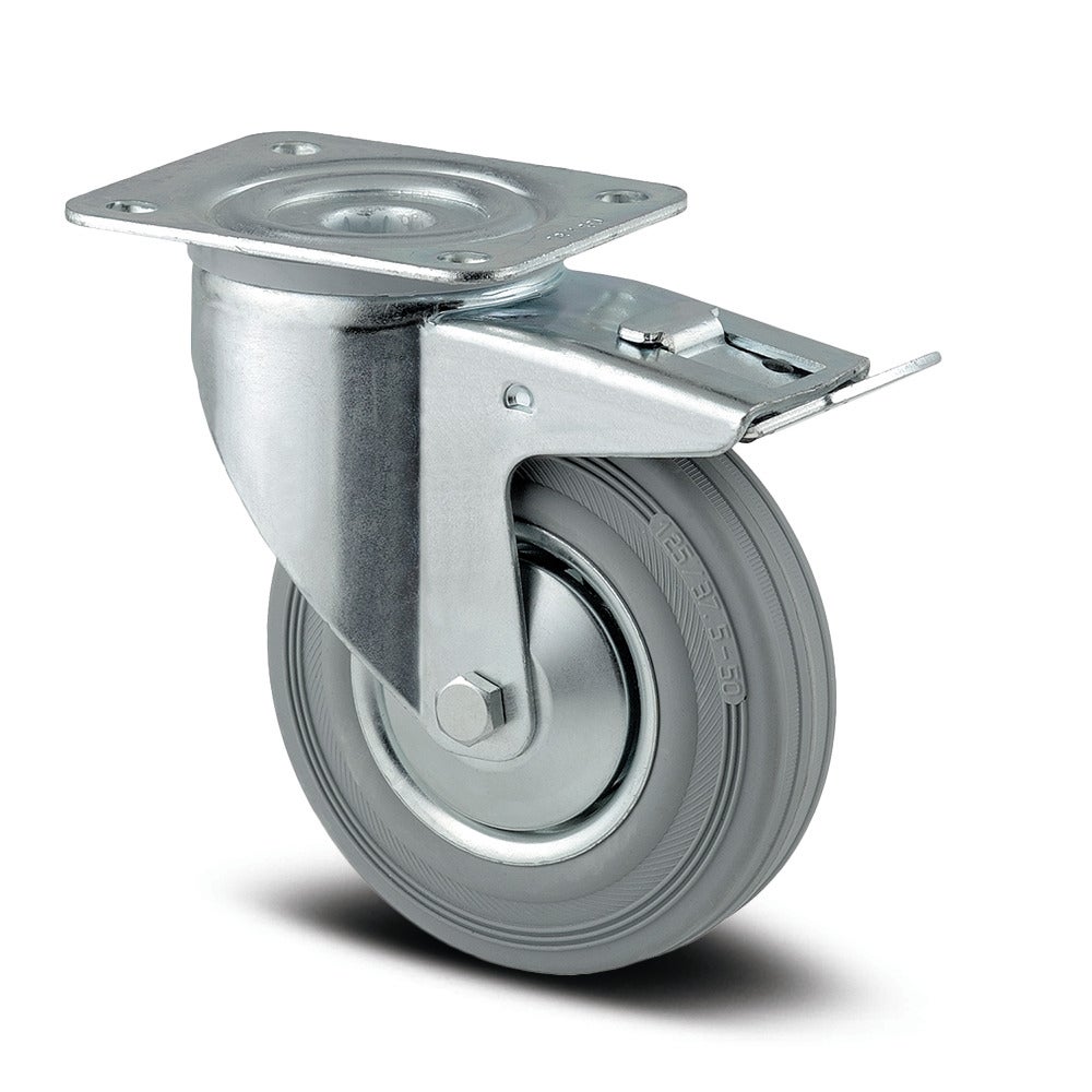 Swivel castor with total lock 125 mm