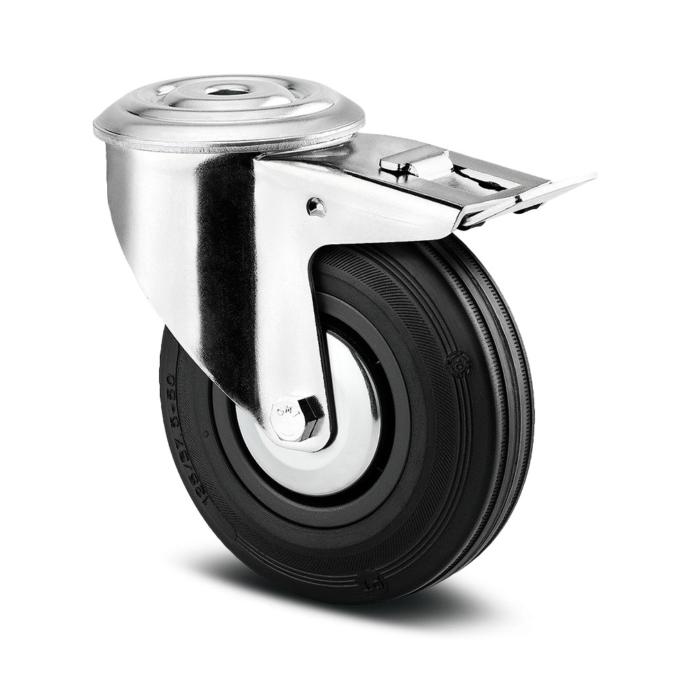 Swivel castor with total lock 125 mm