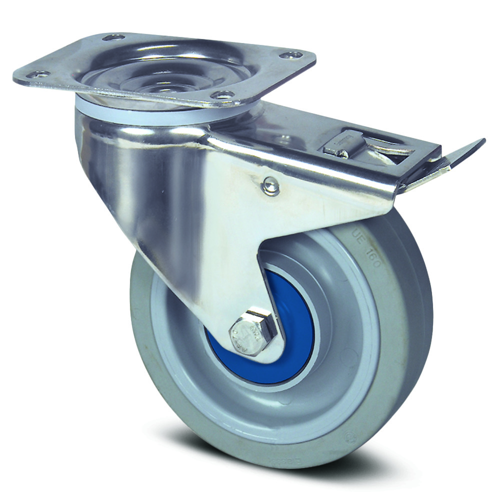 Swivel castor with total lock 125 mm