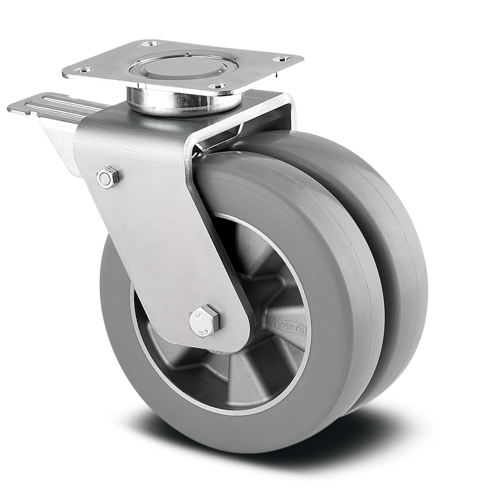 Swivel castor with total lock, head end of castor 125 mm