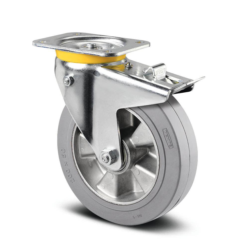 Swivel castor with total lock and spring loaded directional lock 160 mm