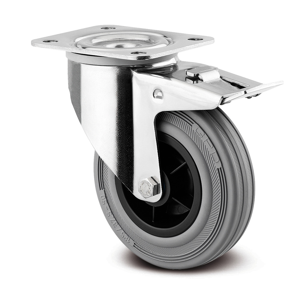 Swivel castor with total lock 125 mm