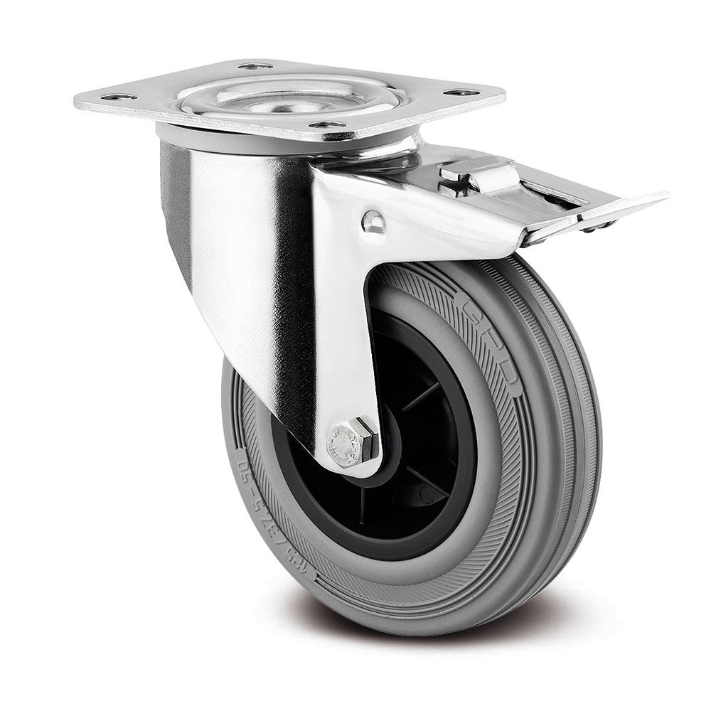 Swivel castor with total lock 125 mm