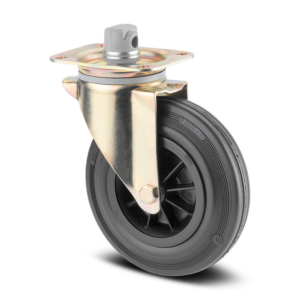 Ruota girevole con freno totale centralizzato 200 mm