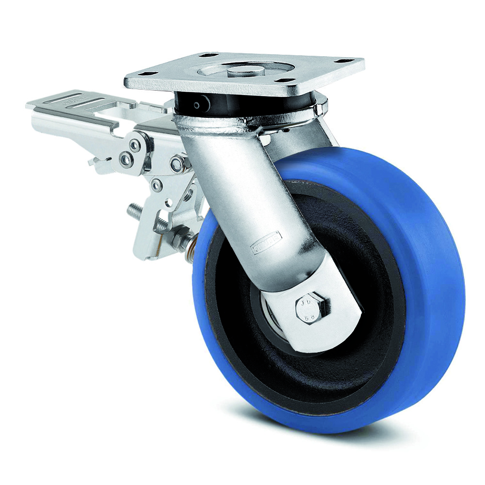 Swivel castor with total lock, head end of castor 6.3 in