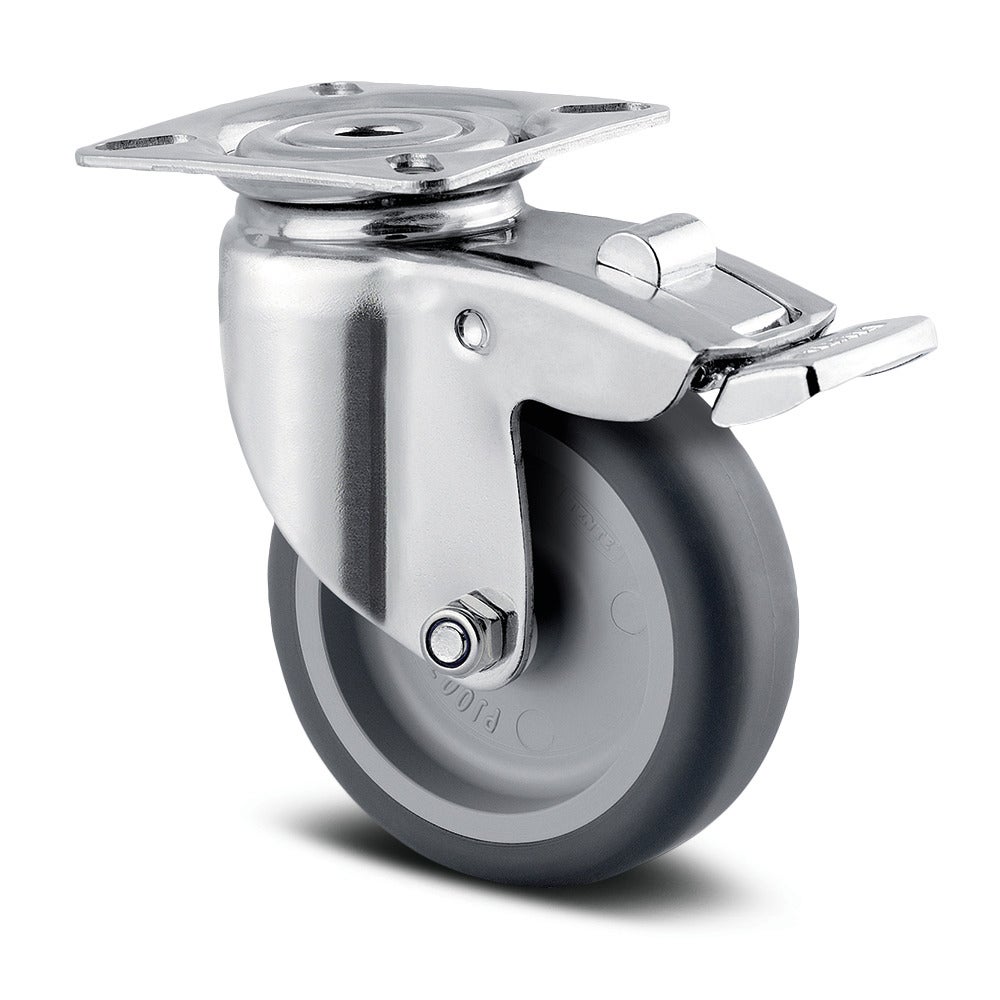 Roulette pivotante à blocage total 75 mm