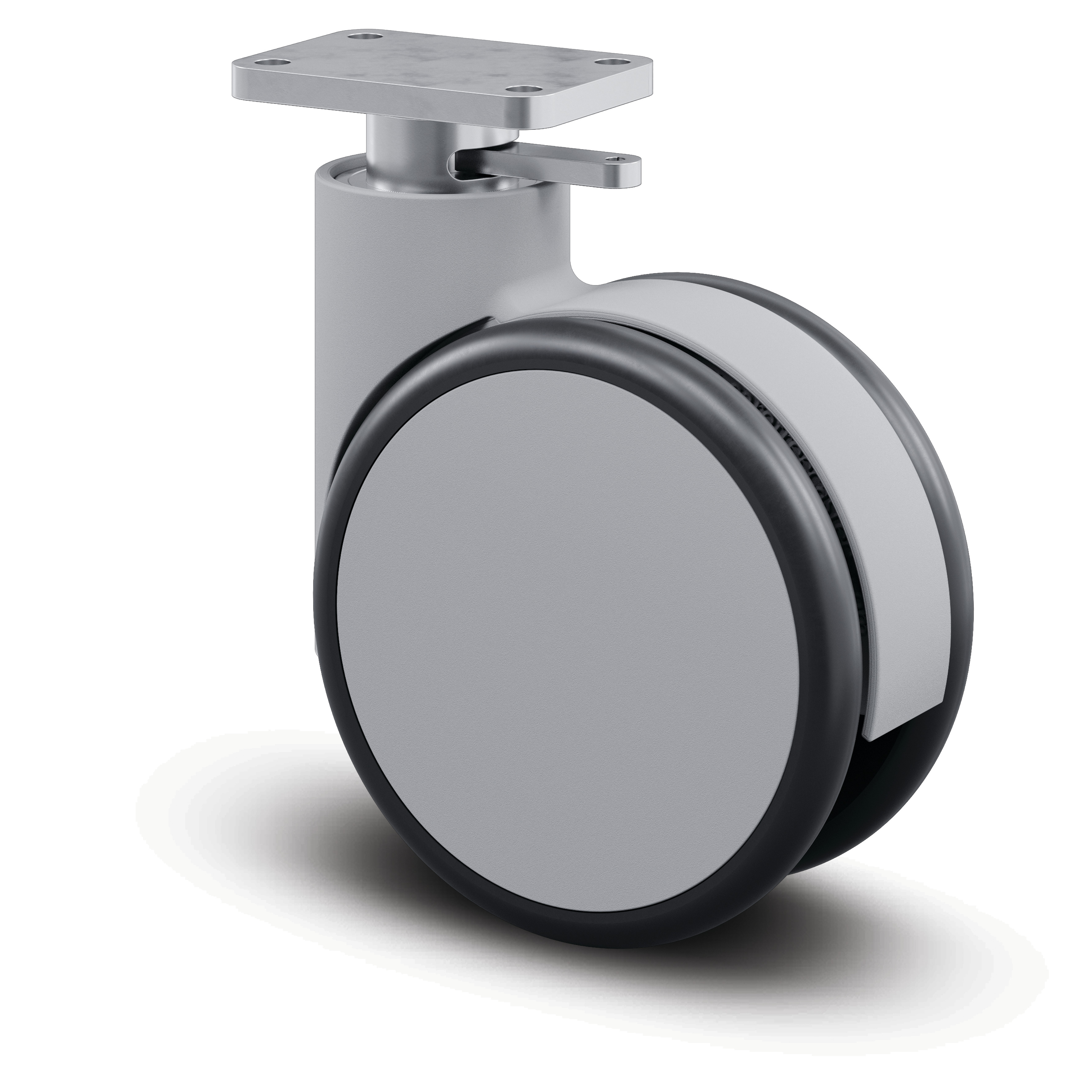 Swivel castor with central locking (directional lock, free, wheel lock) 150 mm