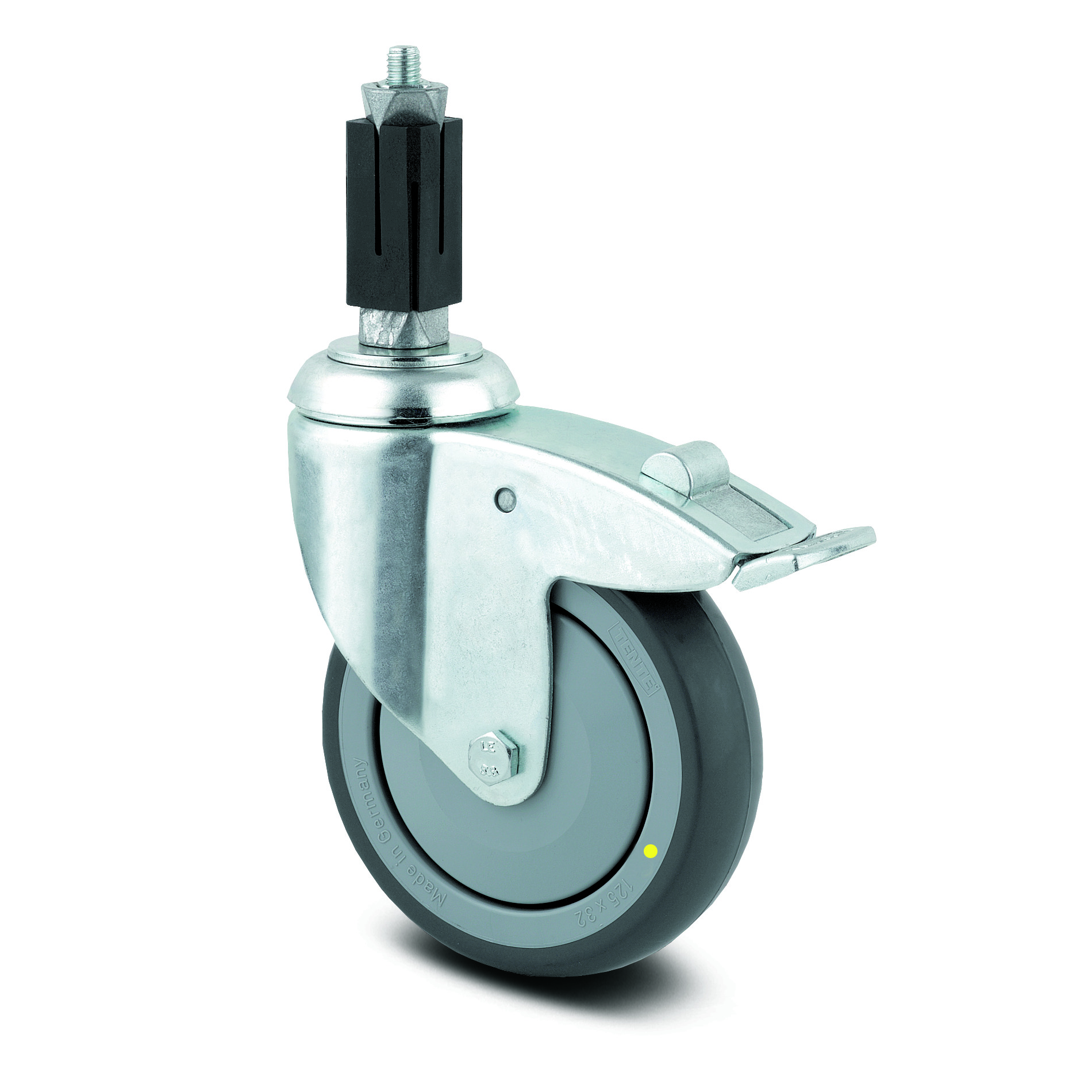 Swivel castor with total lock 125 mm