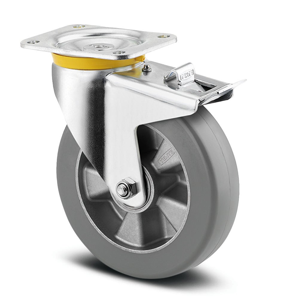 Swivel castor with total lock 125 mm