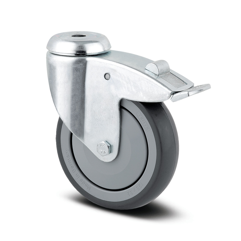 Swivel castor with total lock 125 mm