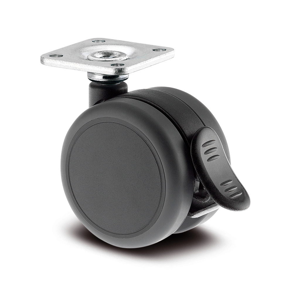 Roulette pivotante à blocage de roue 75 mm