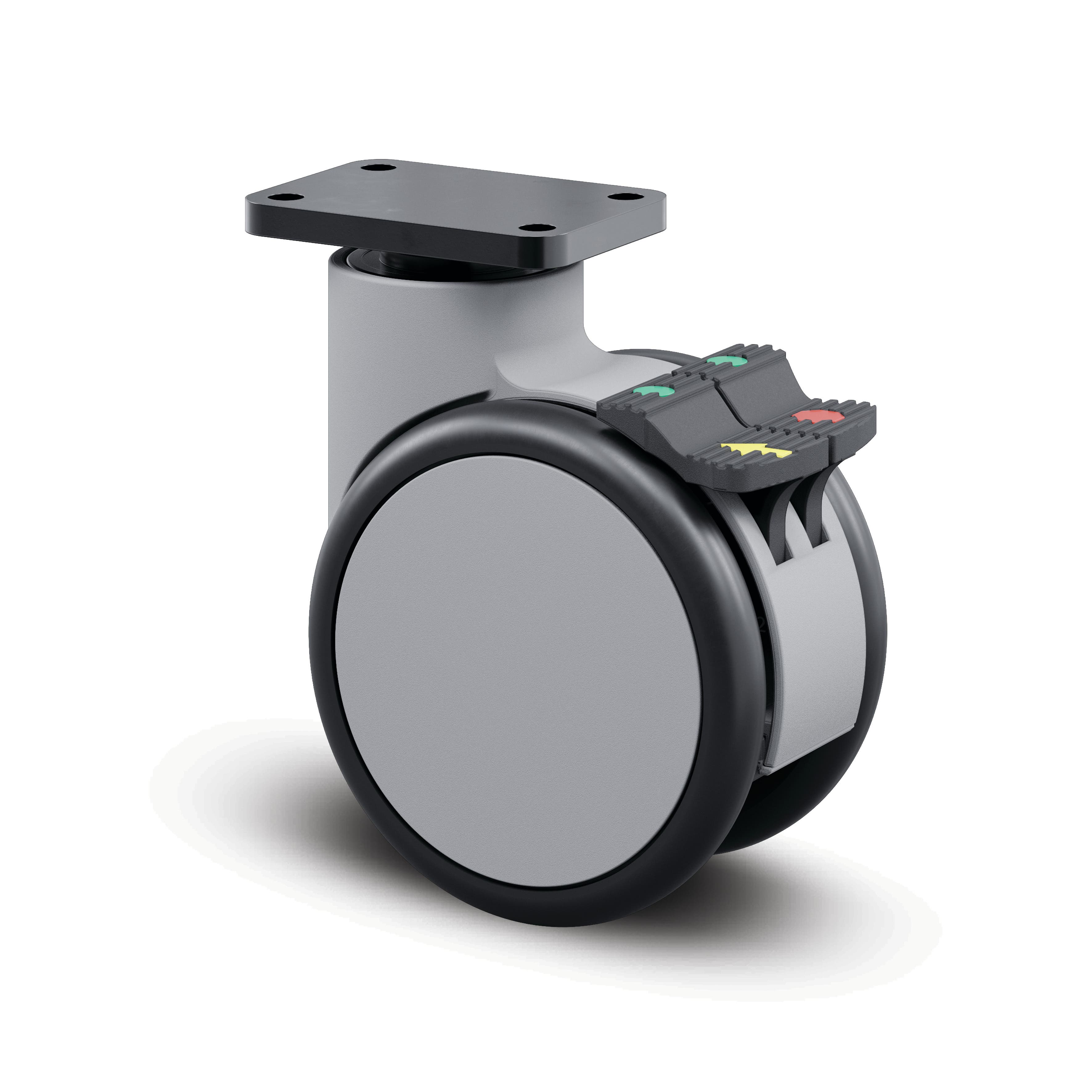 Swivel castor with combined lock 125 mm | Elastic tire, non-marking ...