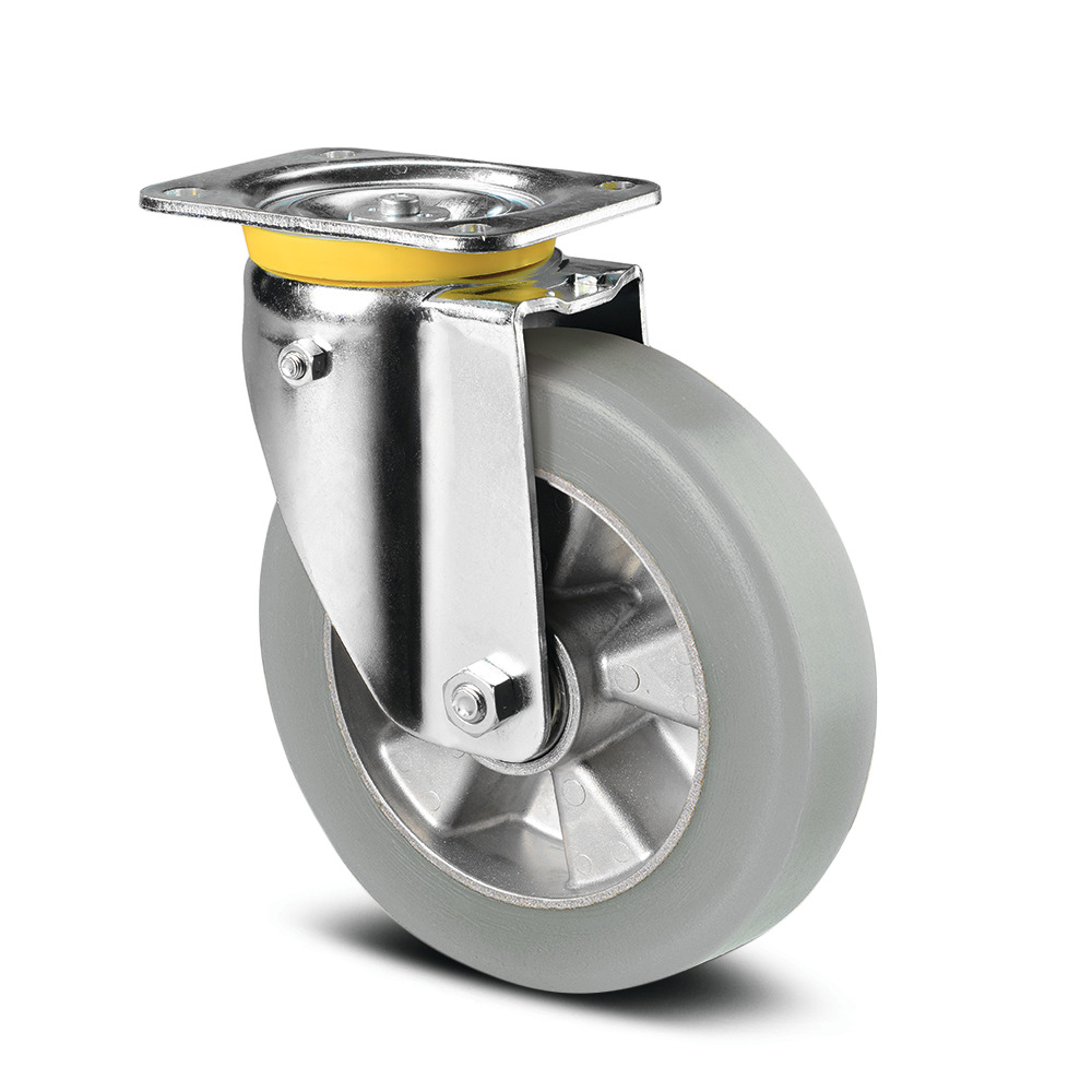 Swivel castor with spring loaded directional lock 200 mm