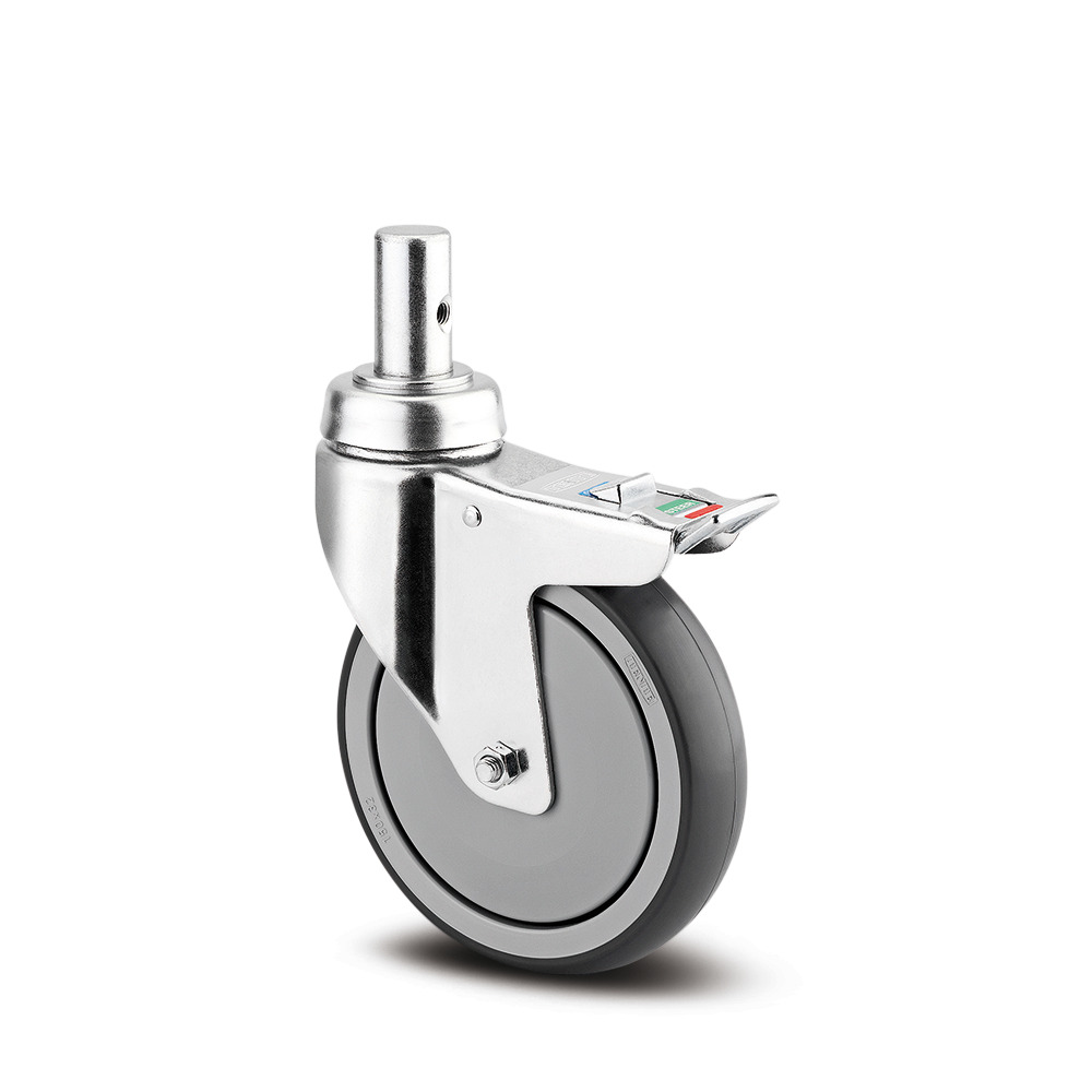 Swivel castor with combined lock 5.91 in