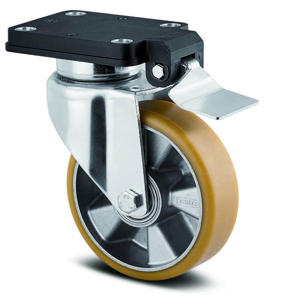 Swivel castor with wheel brake 6.3 in | Polyurethane, casted ...