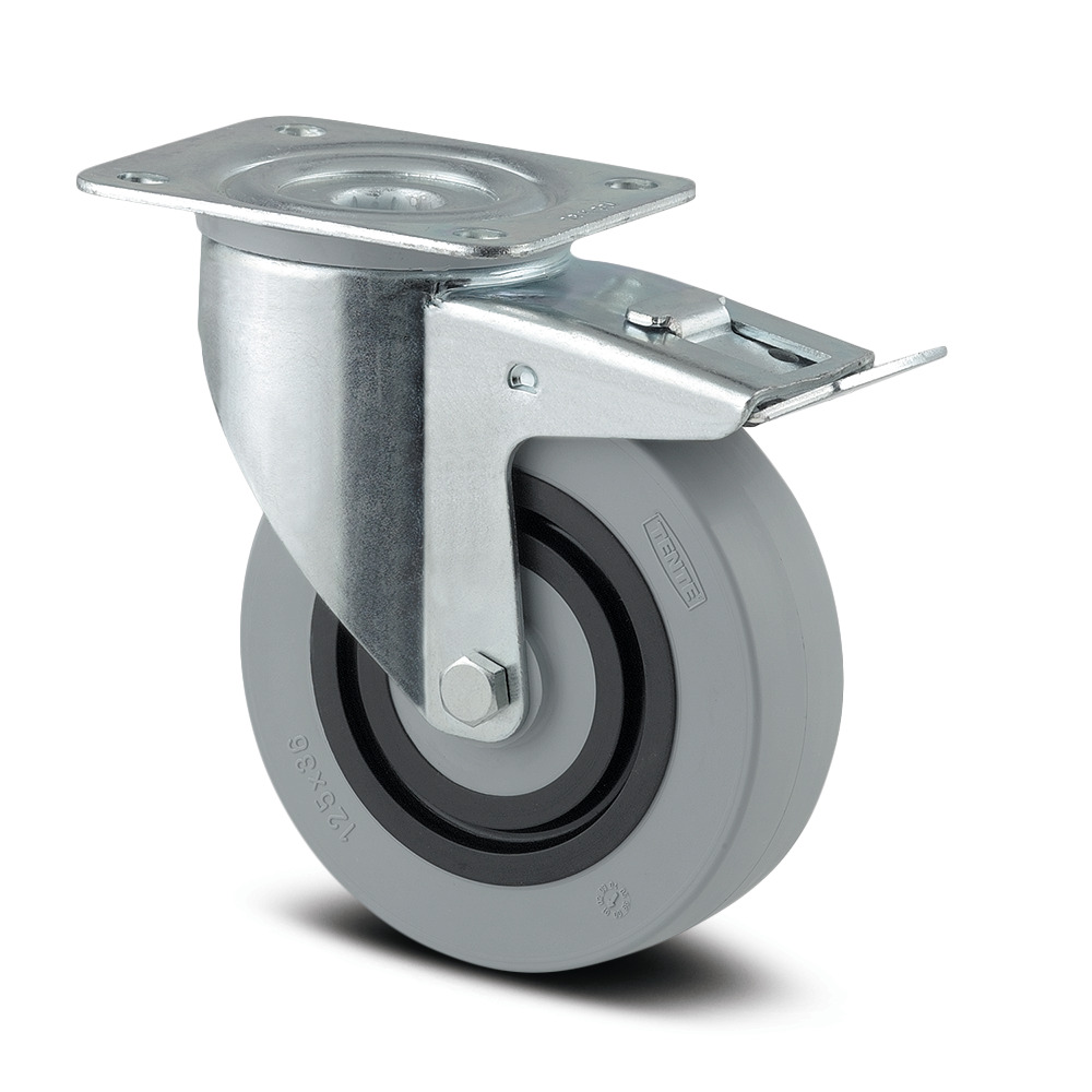 Swivel castor with total lock 125 mm