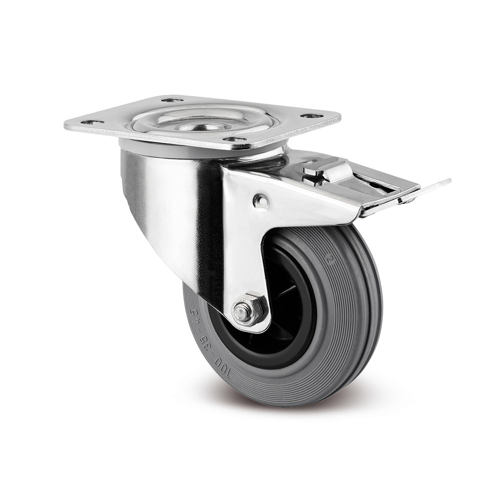 Swivel castor with total lock 100 mm