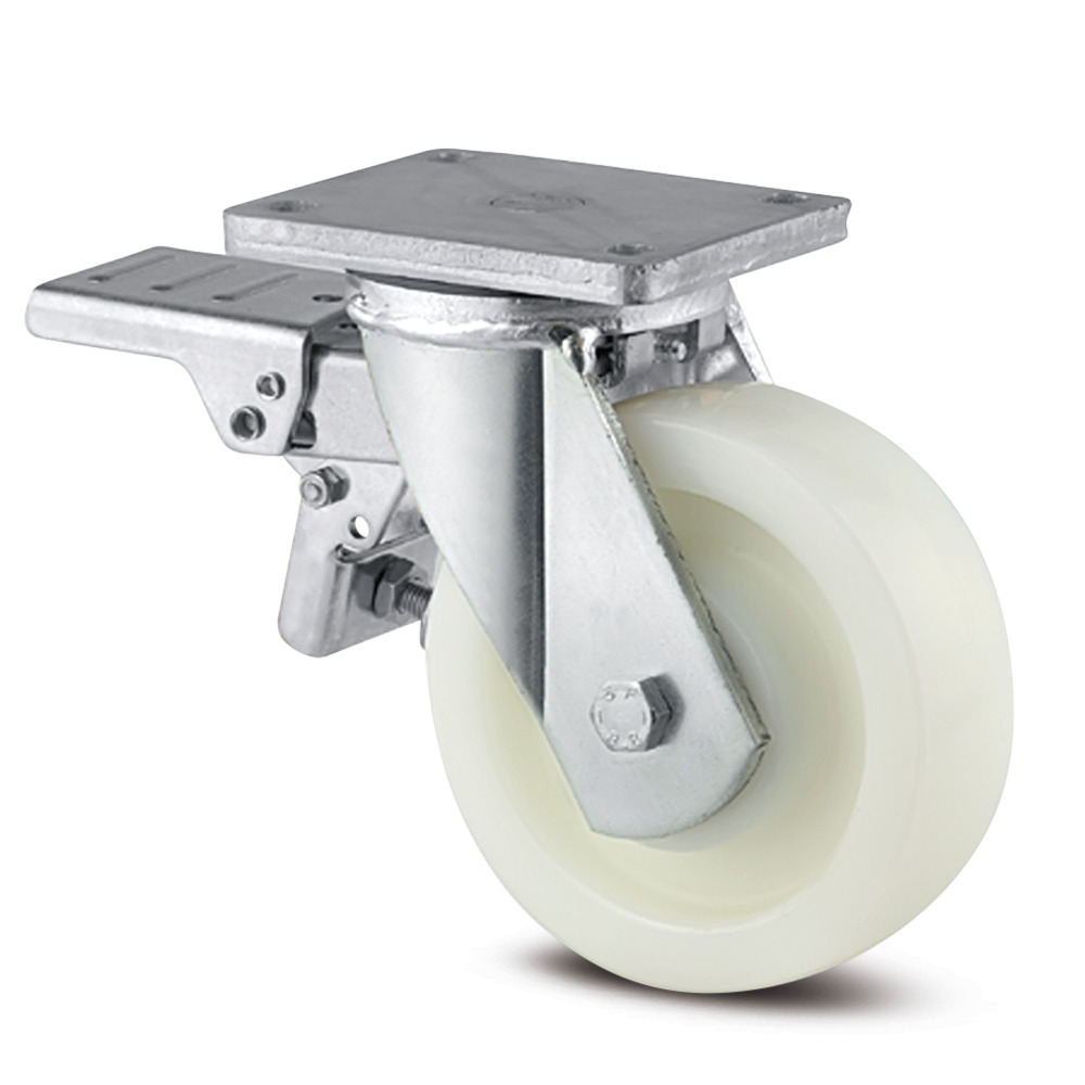 Swivel castor with total lock, head end of castor 9.84 in